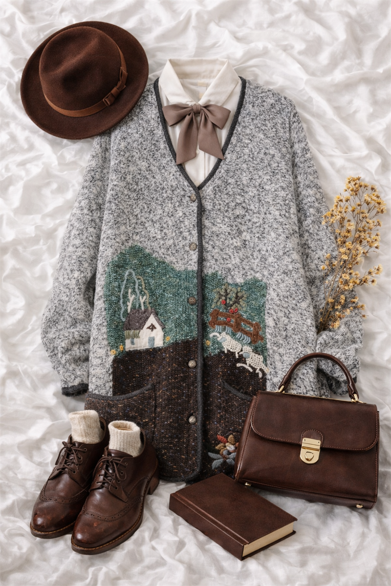 80s Long Folk Nakışlı Vest Hırka/Ceket
