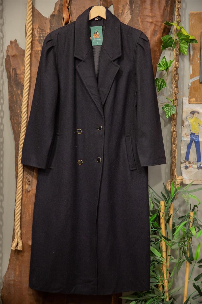 80s Navy Klasik Wool Kaban