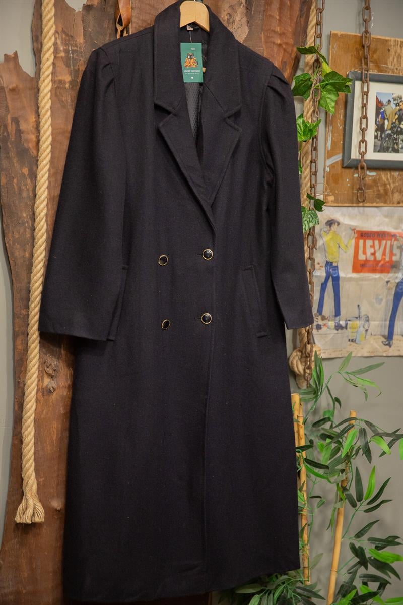 80s Navy Klasik Wool Kaban