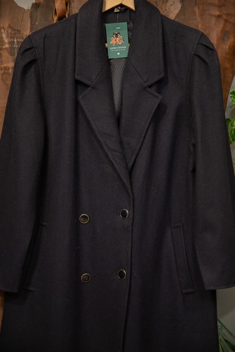 80s Navy Klasik Wool Kaban