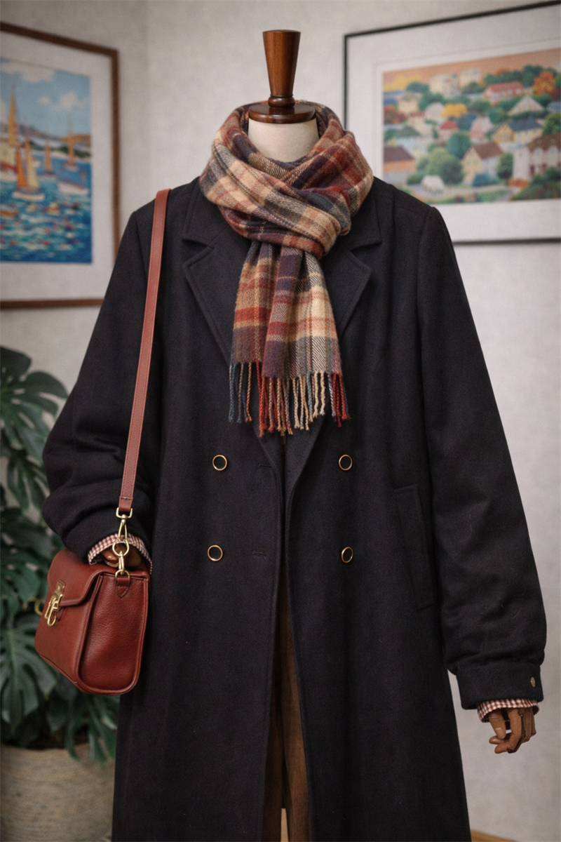 80s Navy Klasik Wool Kaban