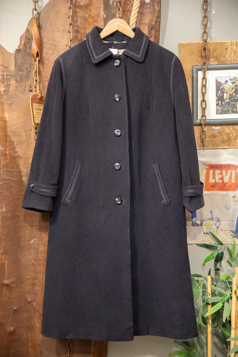 80s Navy Wool Oversize Kaşe Kaban