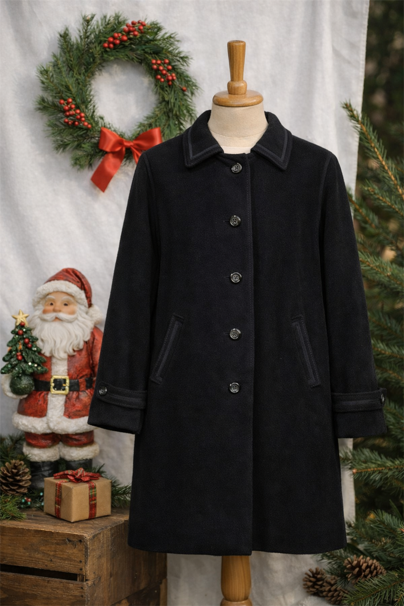 80s Navy Wool Oversize Kaşe Kaban