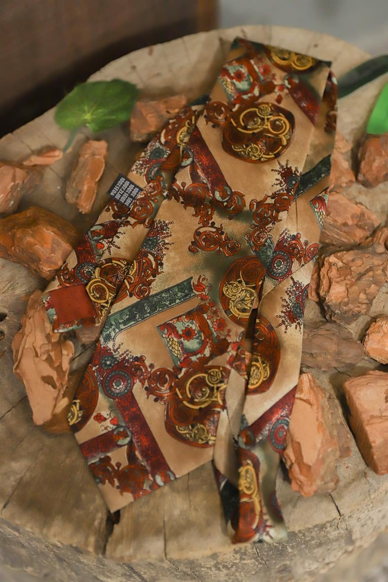 80s Ornate Barok İpek Kravat
