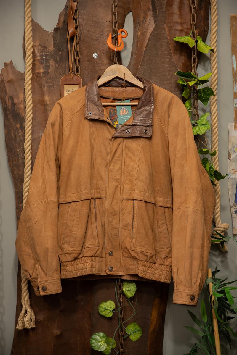 80s Oversize Kahve Deri Ceket