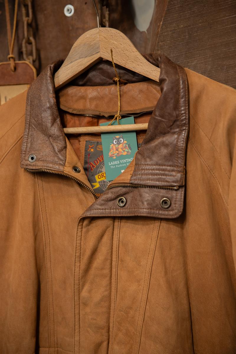 80s Oversize Kahve Deri Ceket