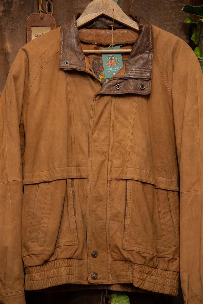 80s Oversize Kahve Deri Ceket