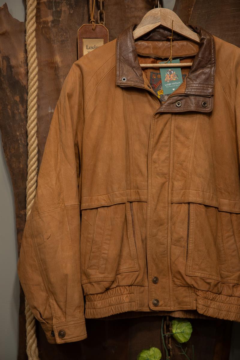 80s Oversize Kahve Deri Ceket