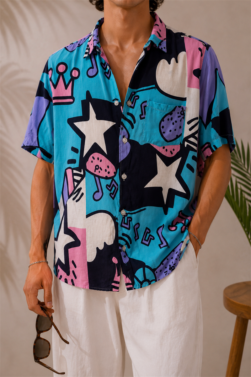 80s Pop Art Çizgi Karakter Gömlek