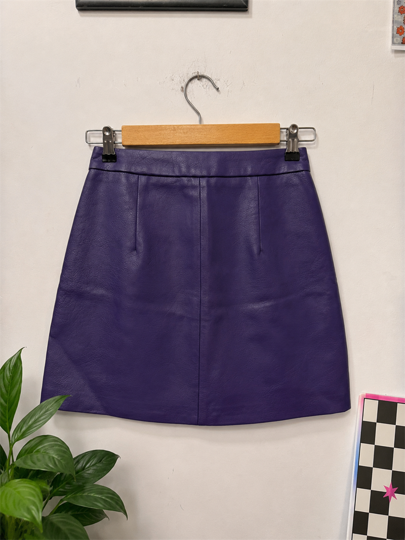 80s Purple Vegan Deri Etek