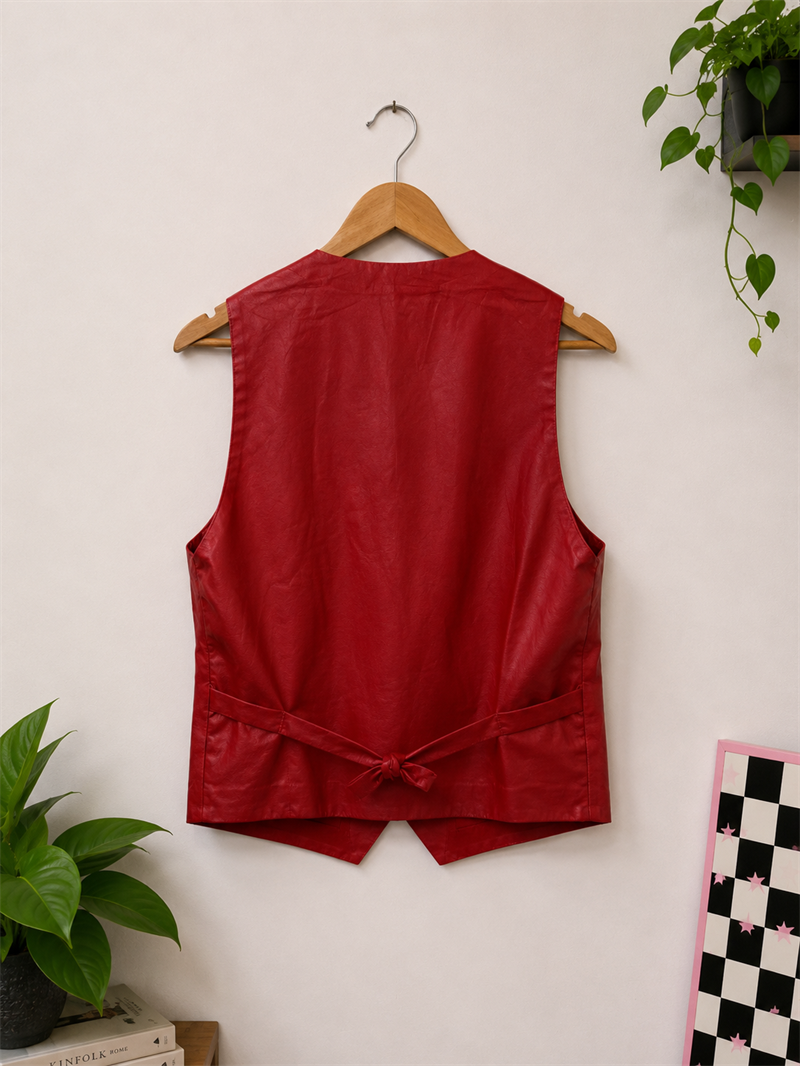 80s Rock Vest Deri Yelek