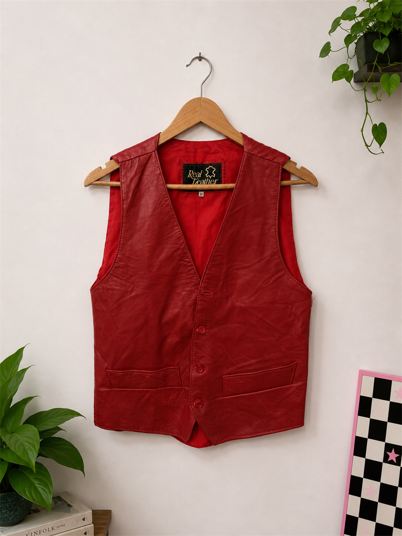 80s Rock Vest Deri Yelek