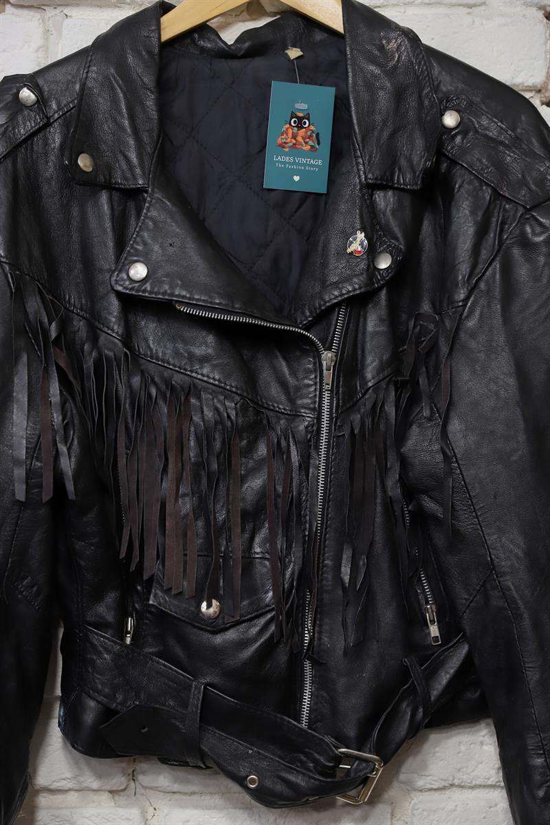 80s Rock Western Püsküllü Deri Ceket