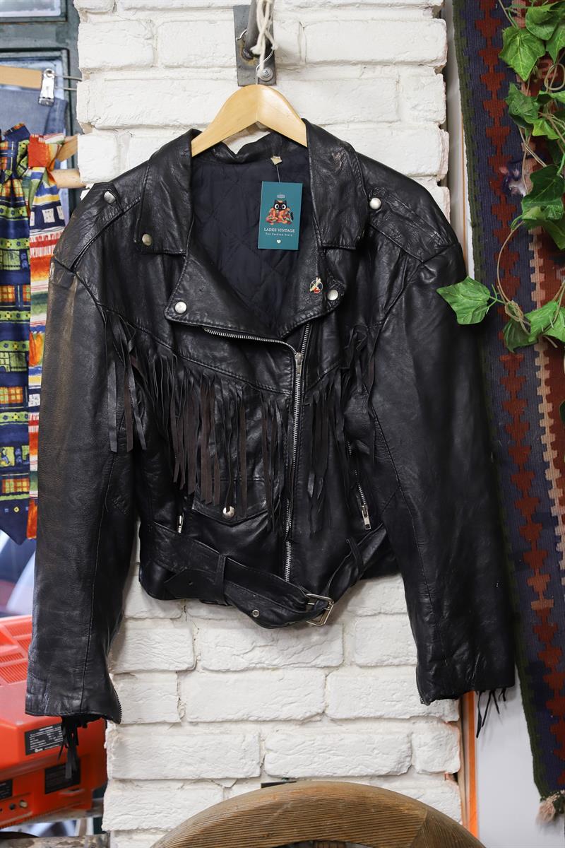 80s Rock Western Püsküllü Deri Ceket