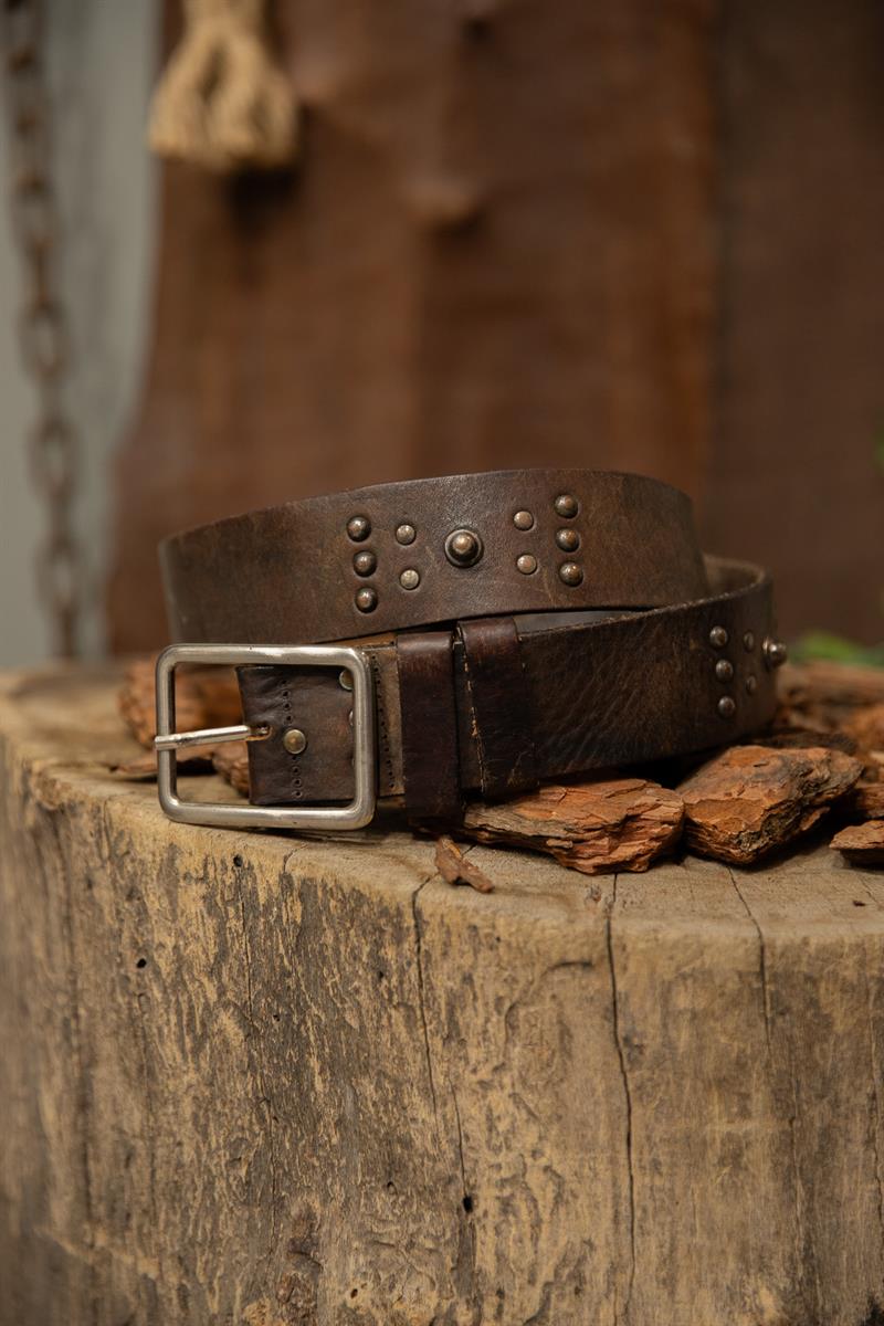 80s Rocker Brown Biker Deri Kemer