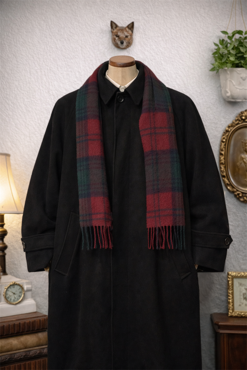 80s Siyah Cashmere Kaban