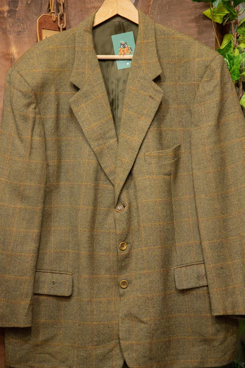 80s Tweed Oversize Green Wool Ceket