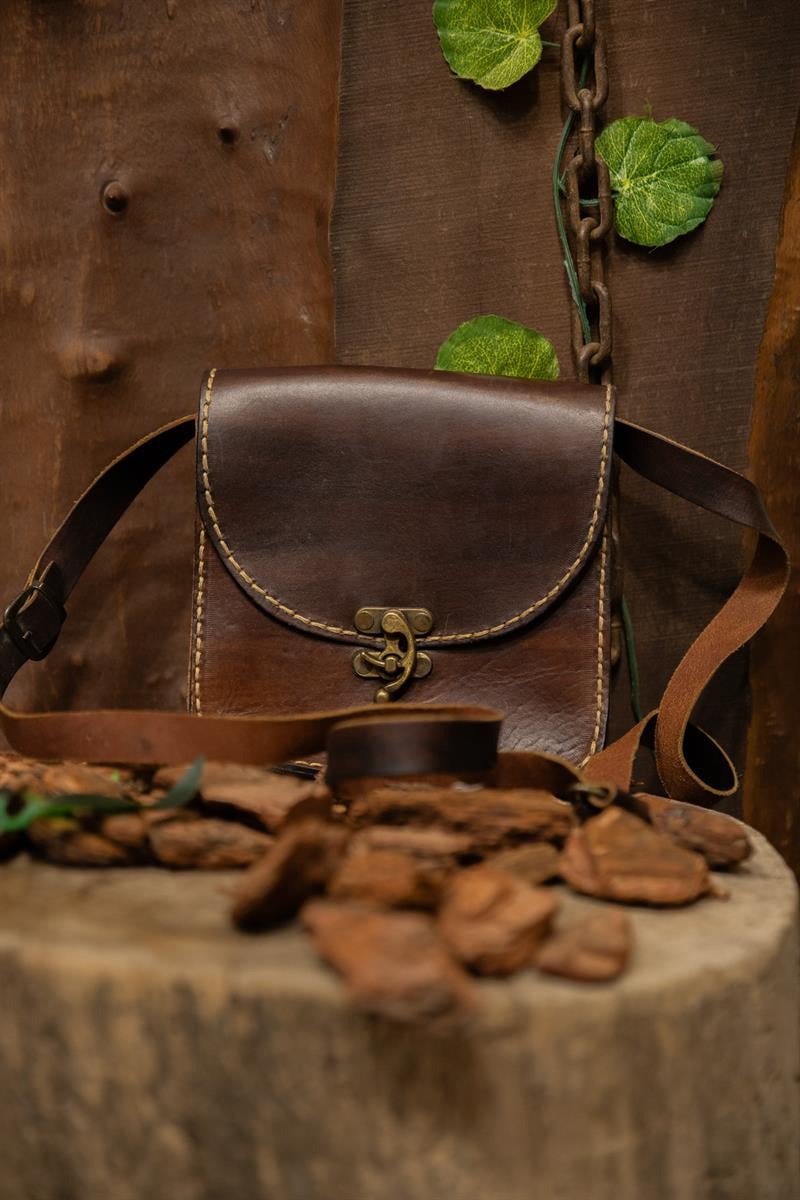 80s Western Dark Brown Deri Çanta
