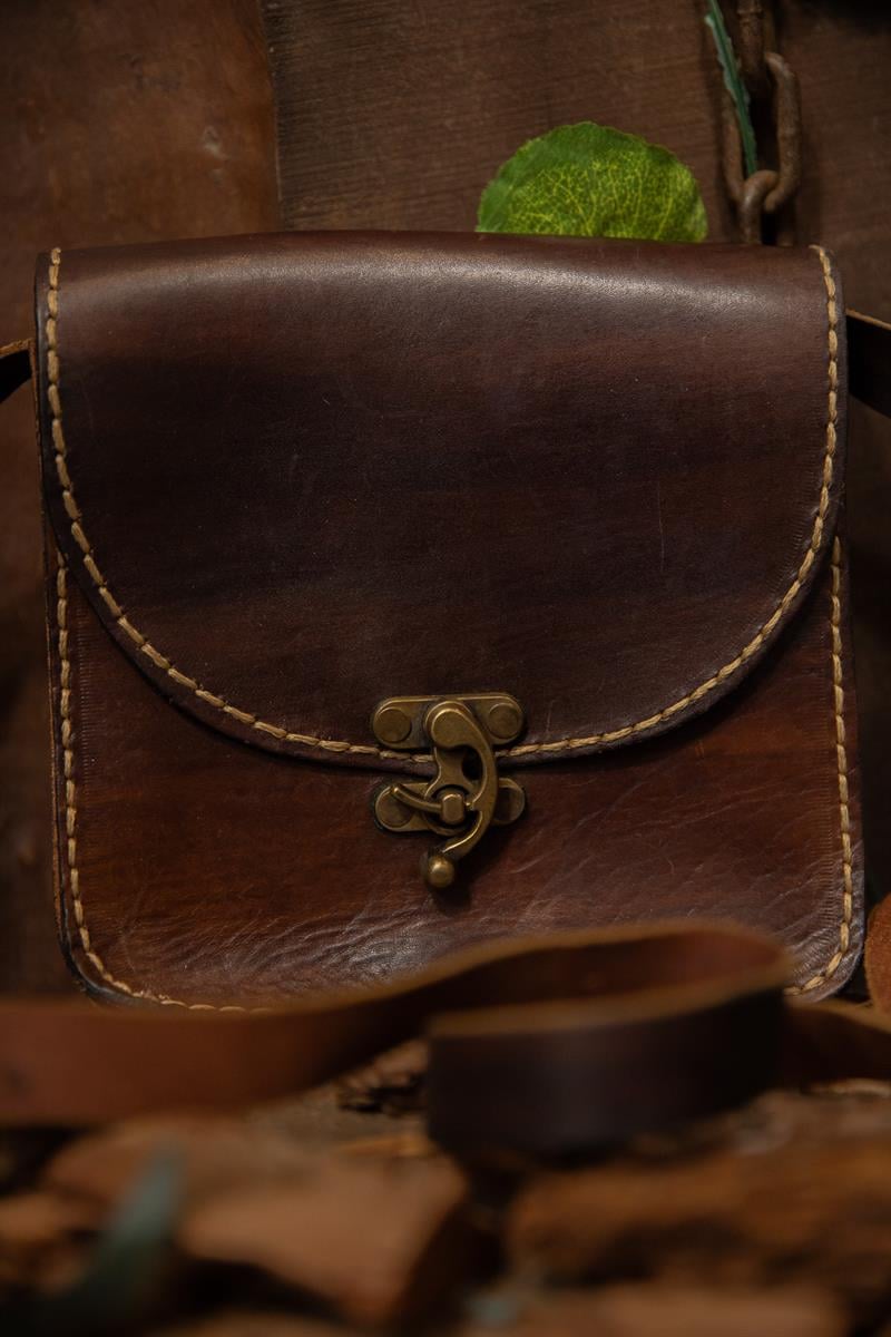 80s Western Dark Brown Deri Çanta