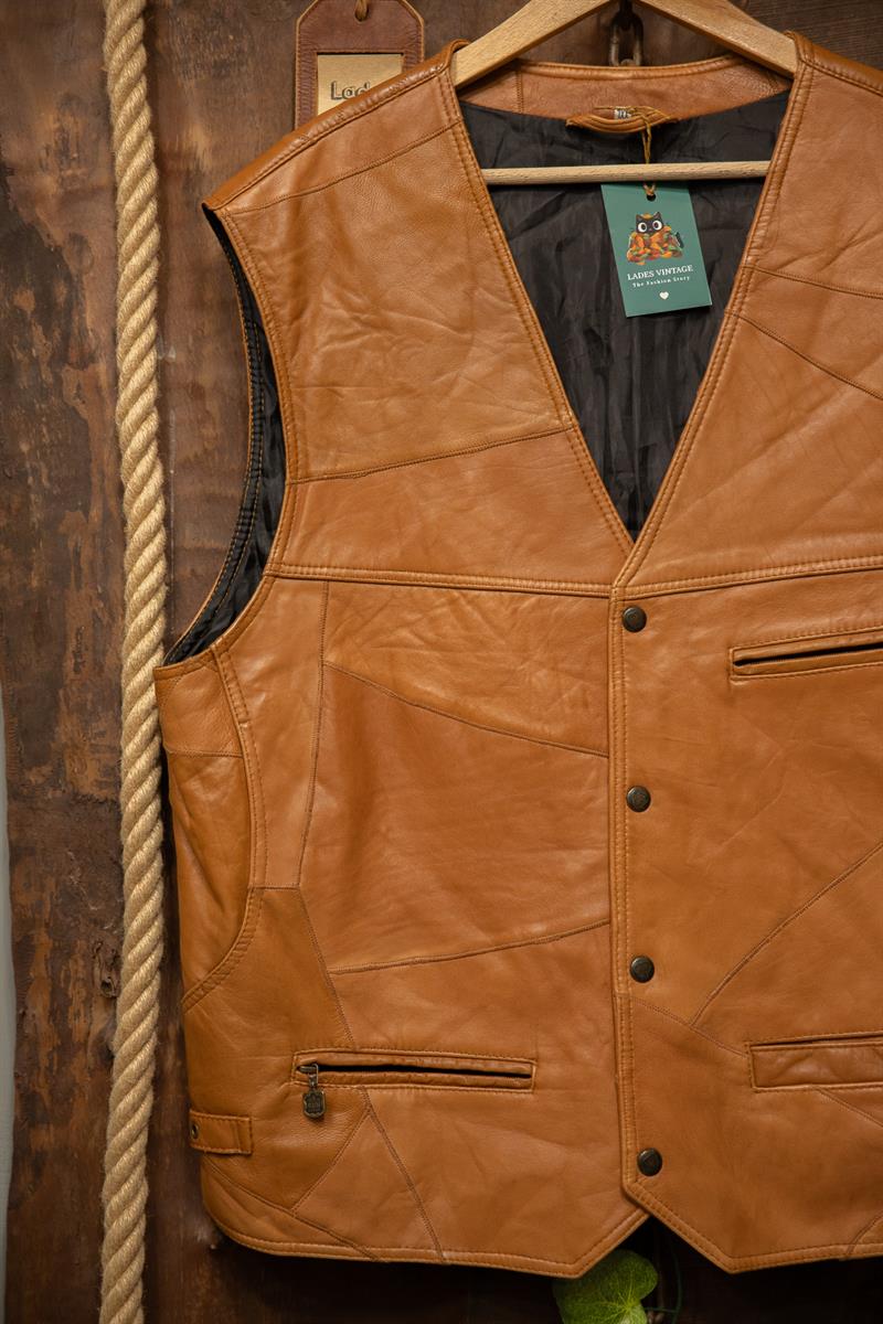 80s Western Moto Classic Deri Yelek