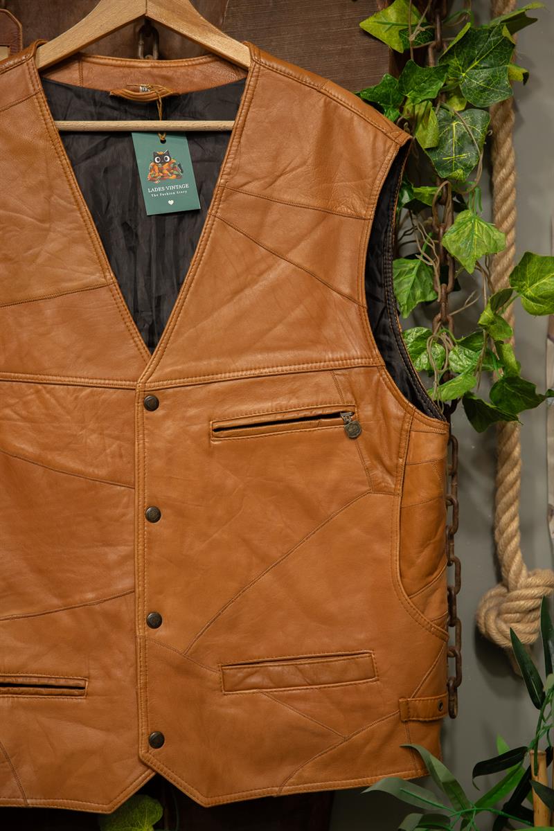 80s Western Moto Classic Deri Yelek