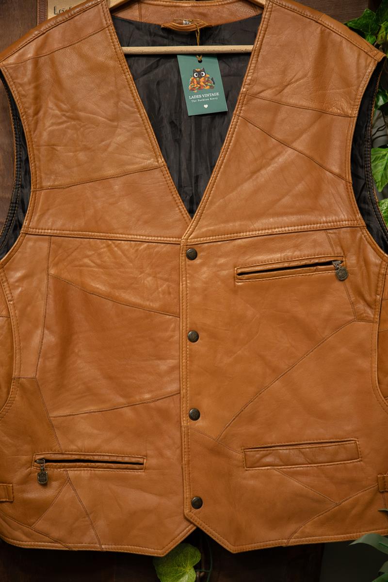 80s Western Moto Classic Deri Yelek