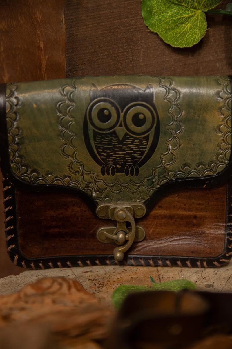 80s Western Owl Deri Çanta