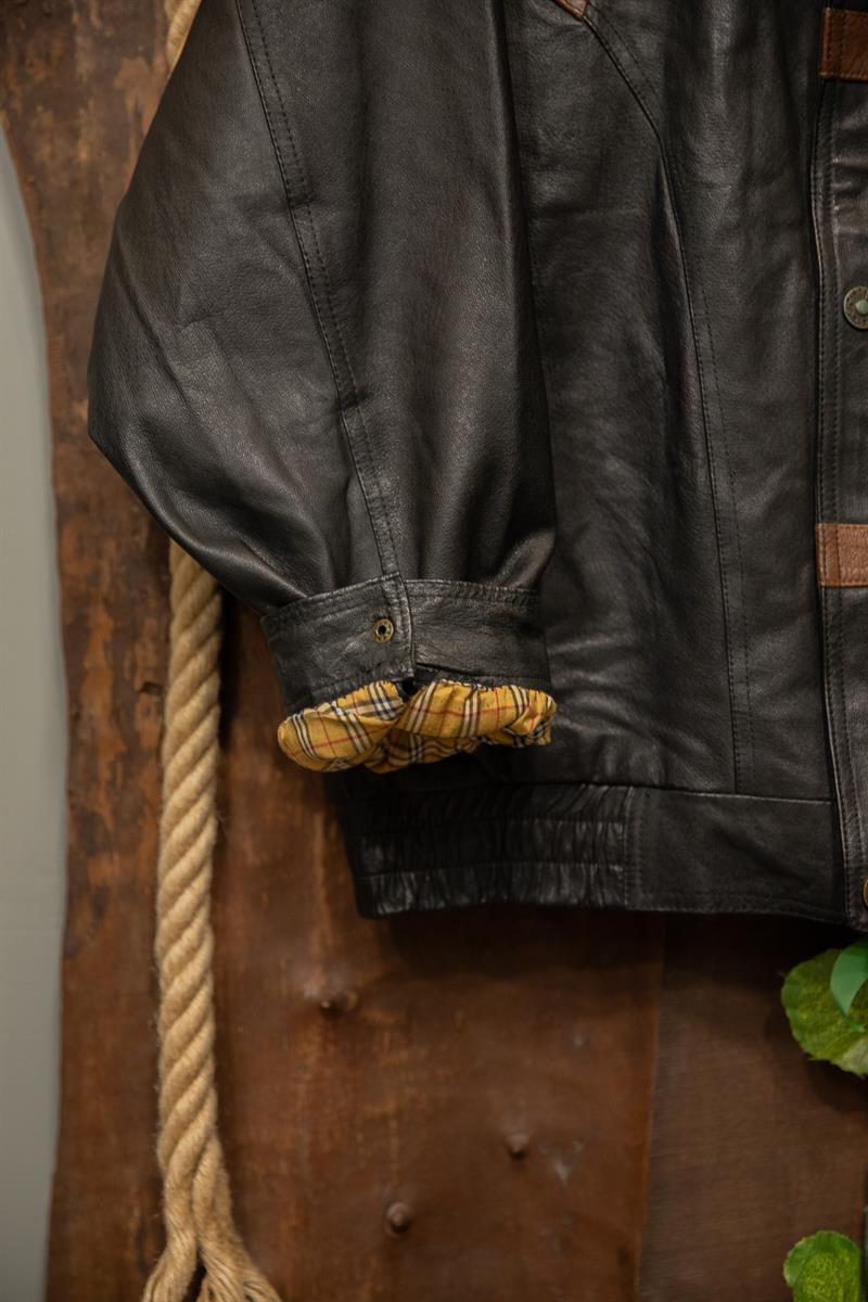 80s/90s Black&Brown Bomber Deri Ceket