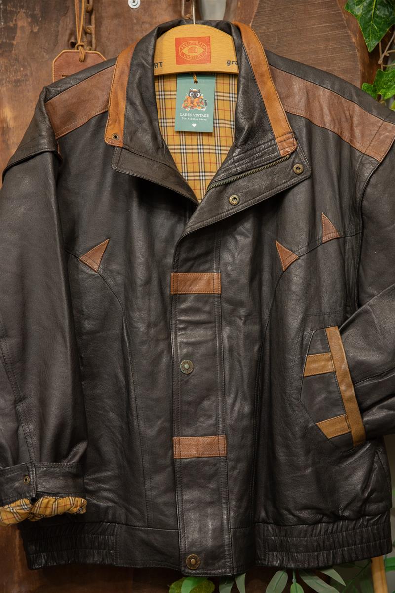 80s/90s Black&Brown Bomber Deri Ceket