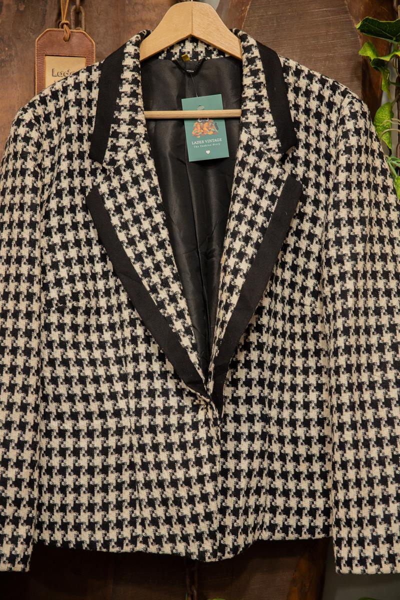 80s/90s Black&White Wool Ceket