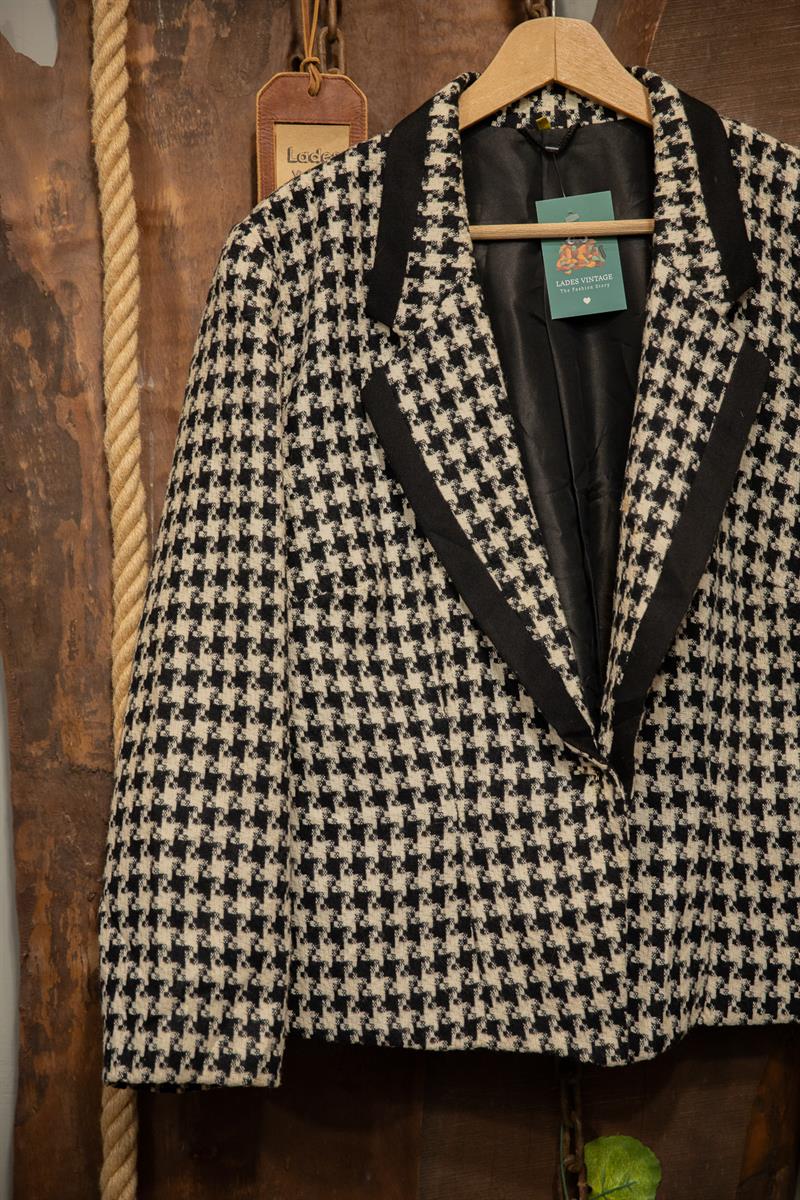 80s/90s Black&White Wool Ceket
