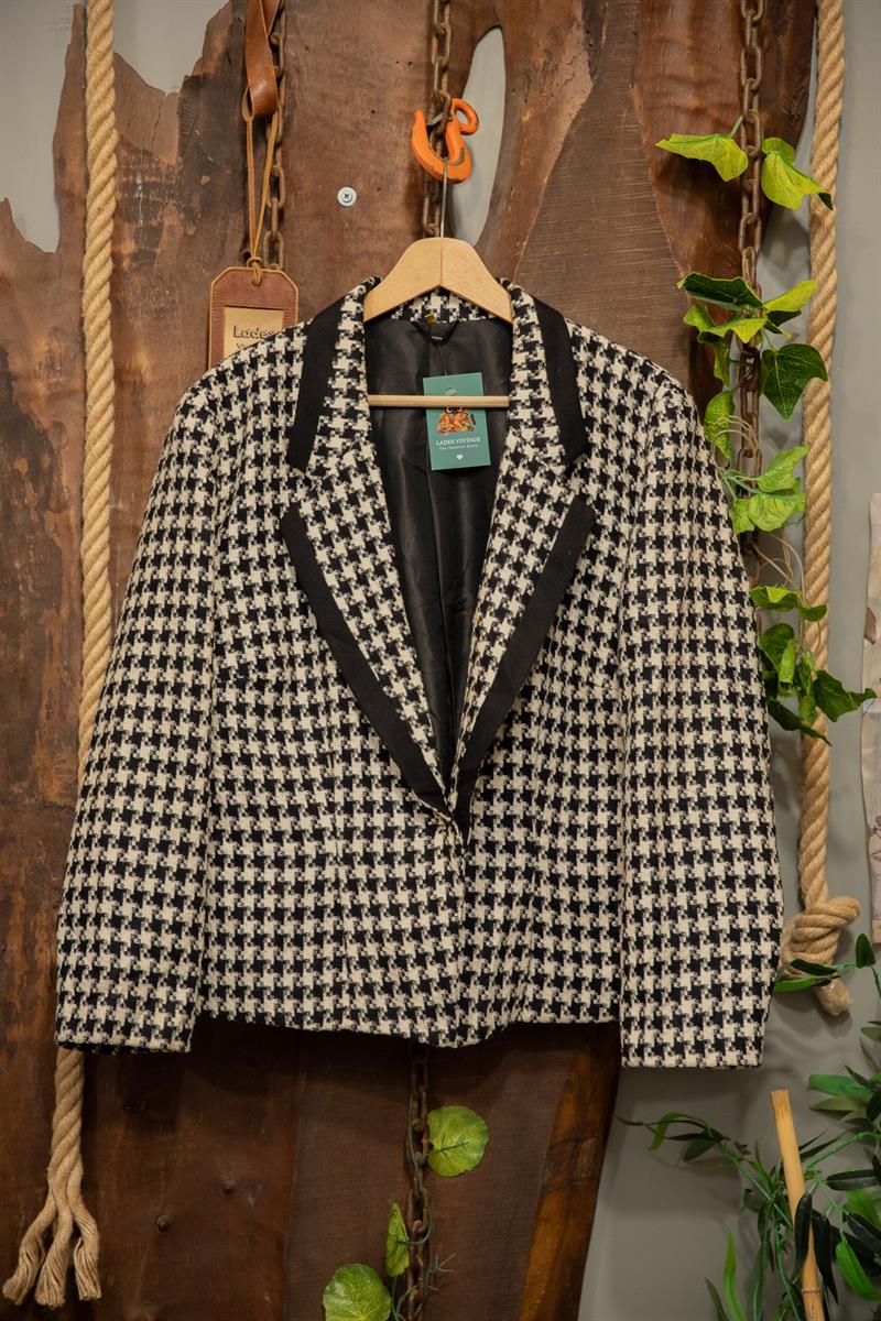 80s/90s Black&White Wool Ceket