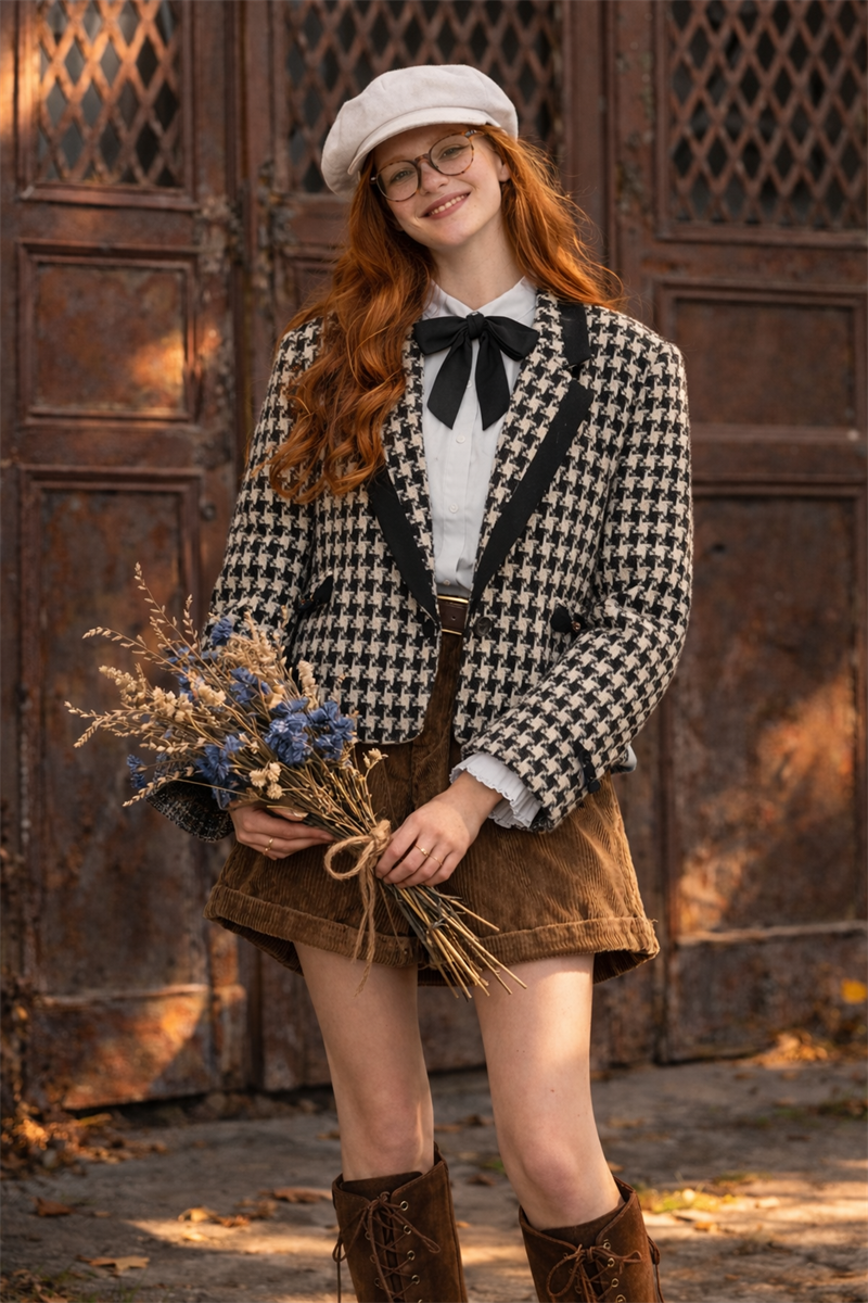 80s/90s Black&White Wool Ceket