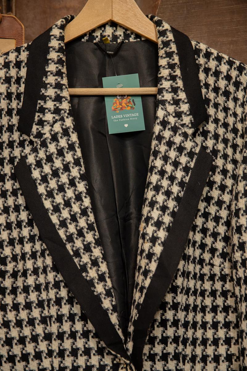 80s/90s Black&White Wool Ceket