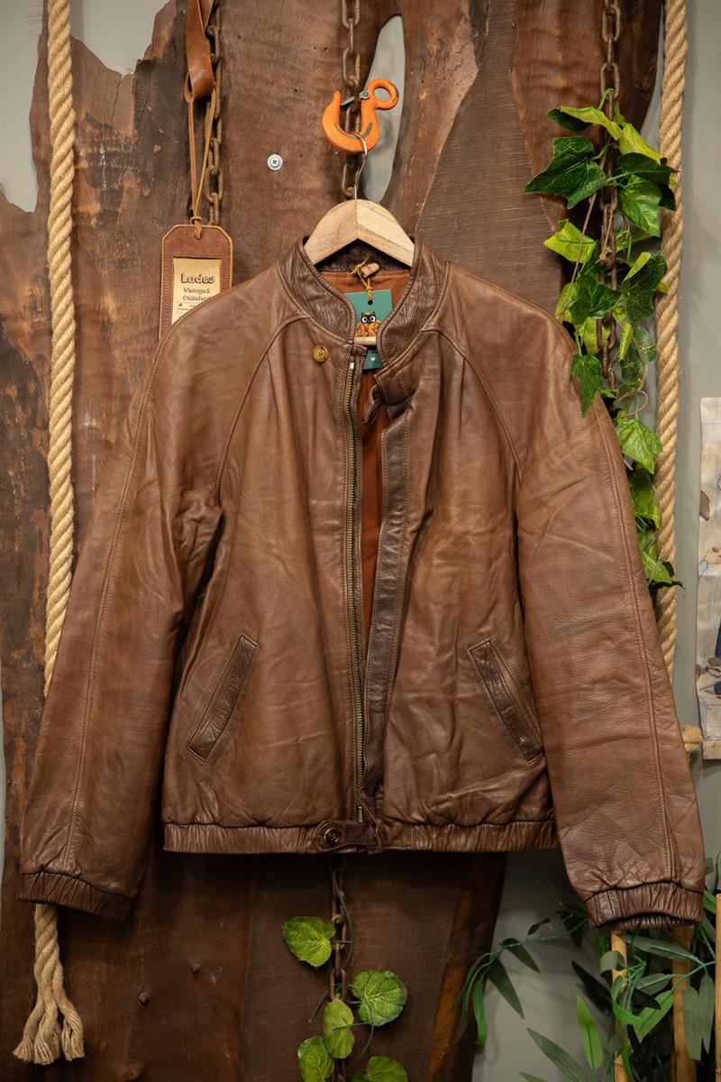 80s/90s Brown Biker Deri Ceket
