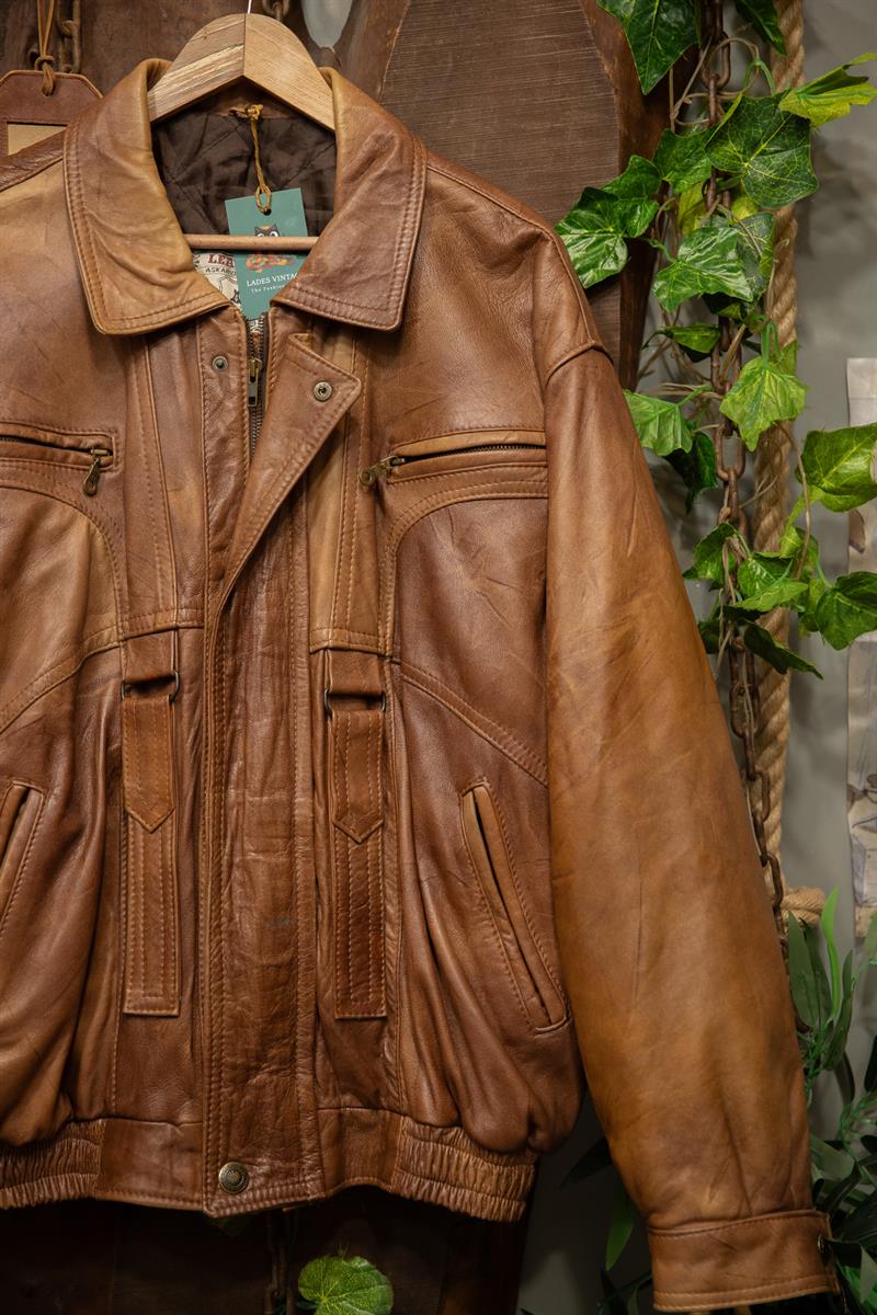 80s/90s Brown Bomber Deri Ceket