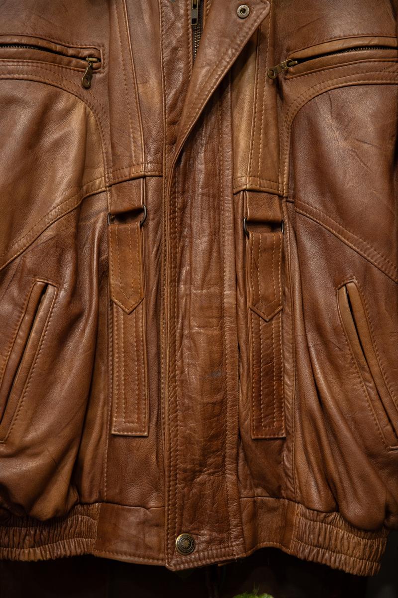 80s/90s Brown Bomber Deri Ceket