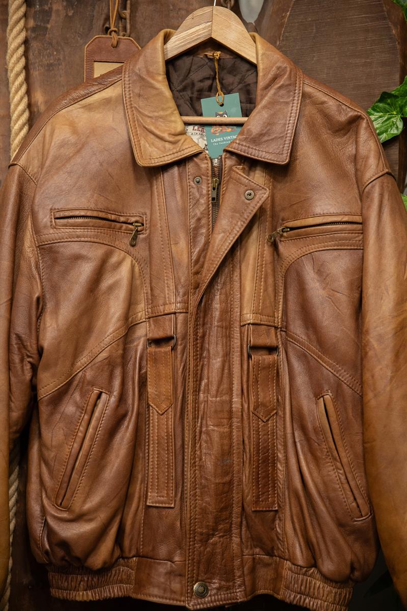 80s/90s Brown Bomber Deri Ceket