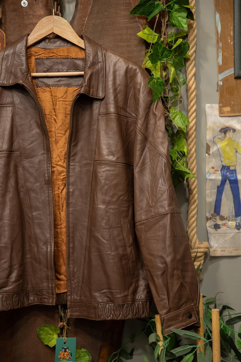 80s/90s Brown Bomber Deri Ceket