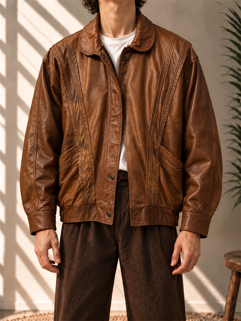 80s/90s Brown Classic Deri Ceket