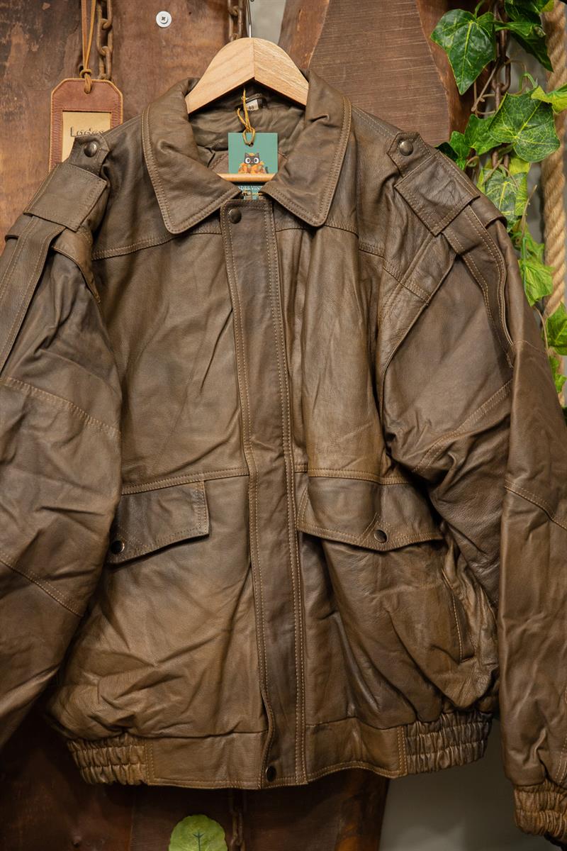 80s/90s Brown Pilot Deri Ceket