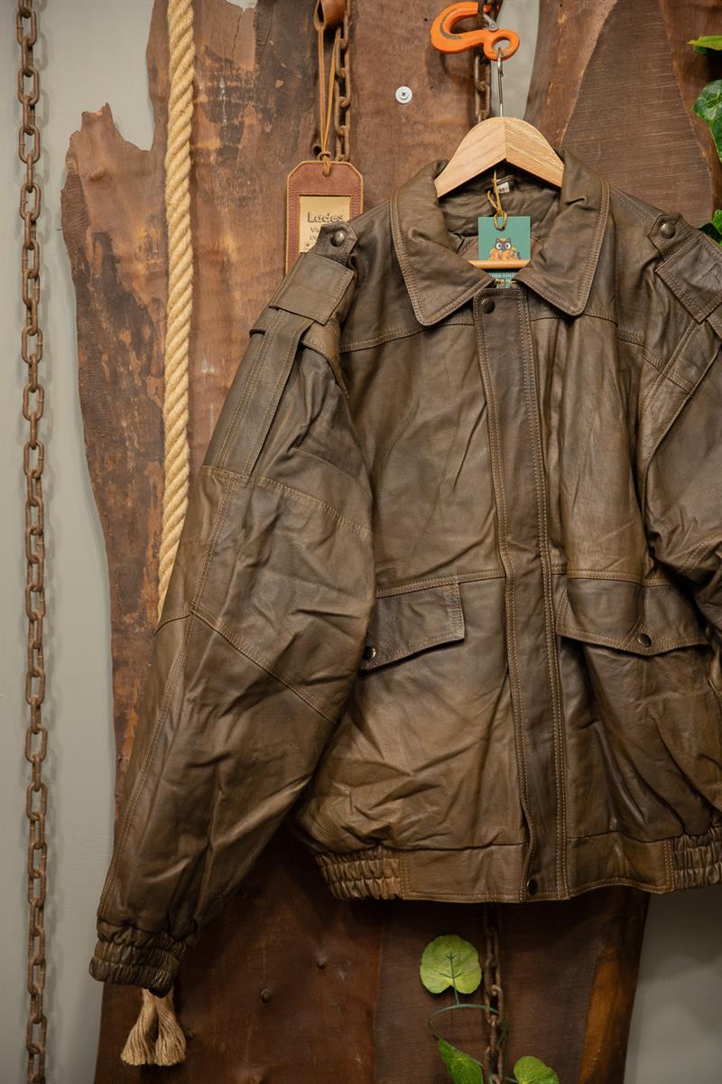 80s/90s Brown Pilot Deri Ceket