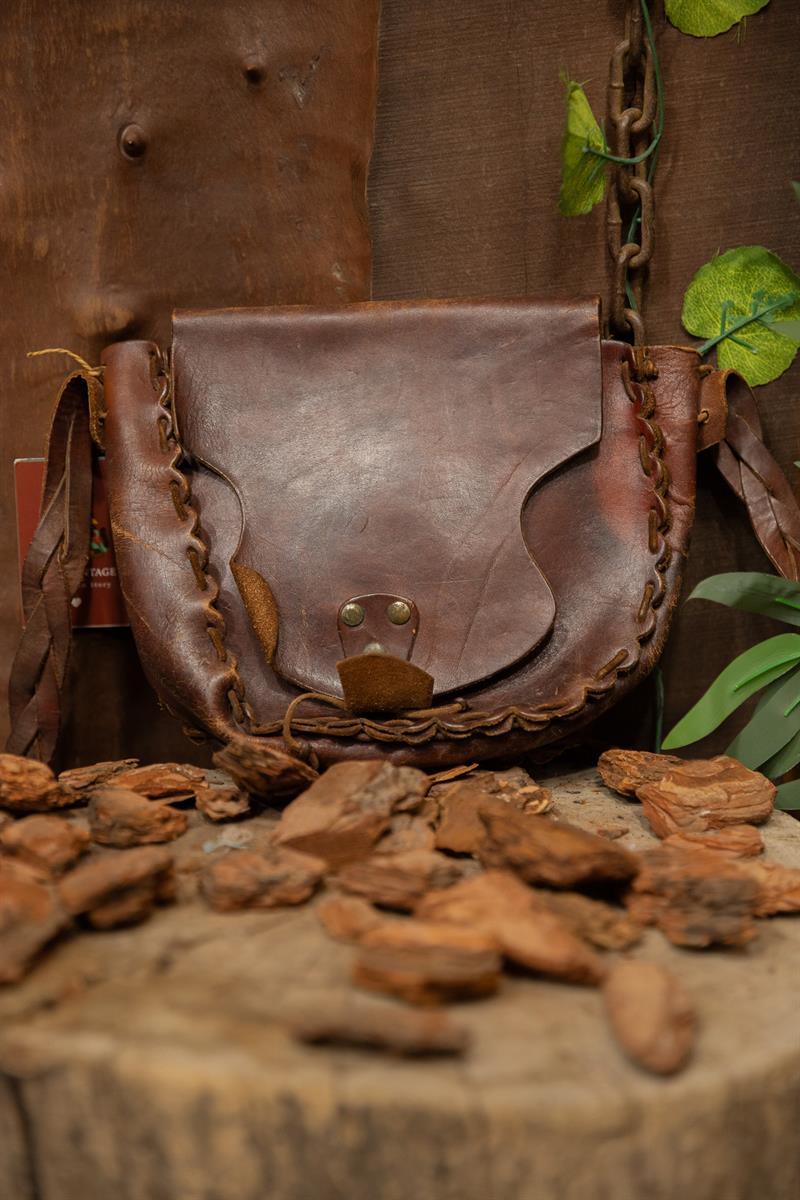 80s/90s Chocolate Brown Western Deri Çanta