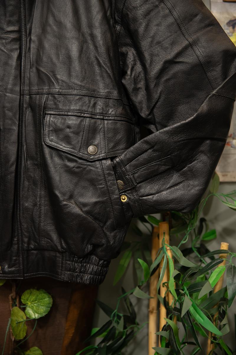 80s/90s Classic Black Bomber Deri Ceket