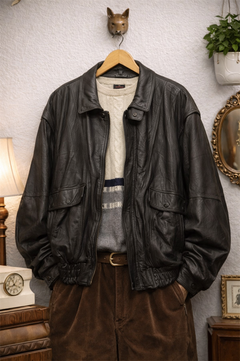 80s/90s Classic Black Deri Ceket