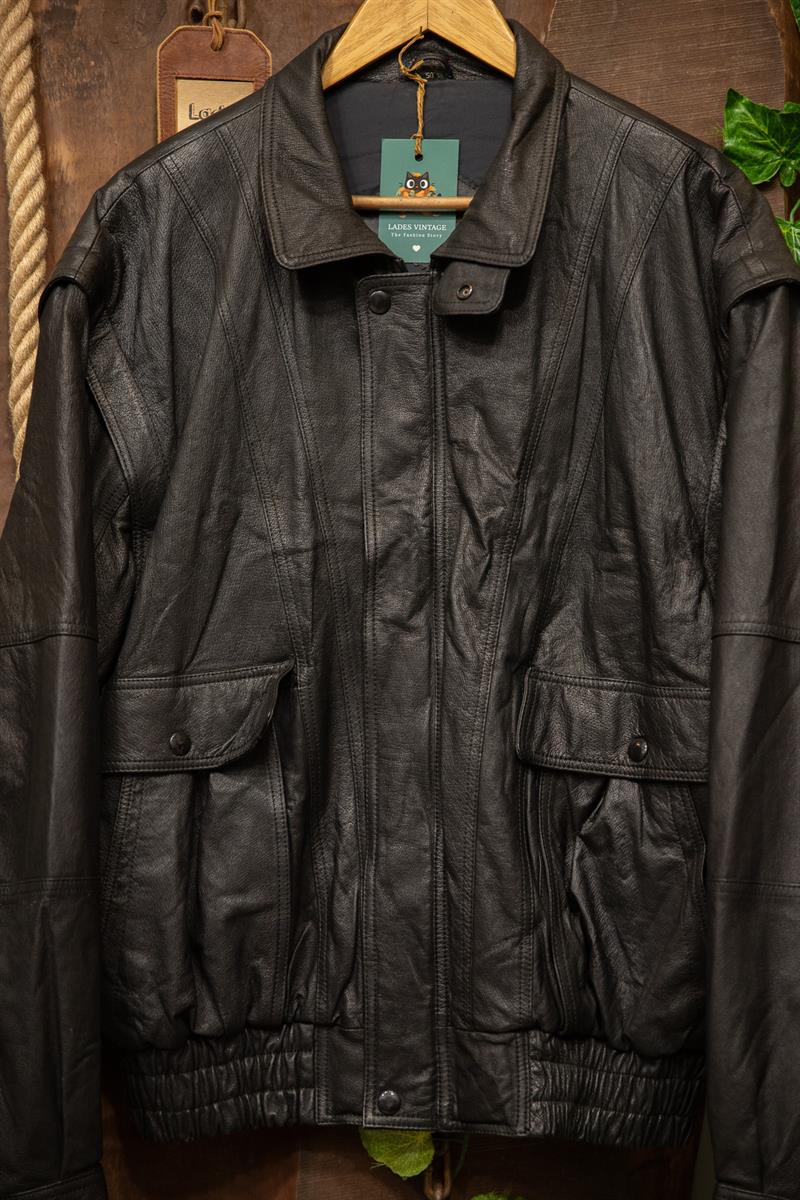 80s/90s Classic Black Deri Ceket