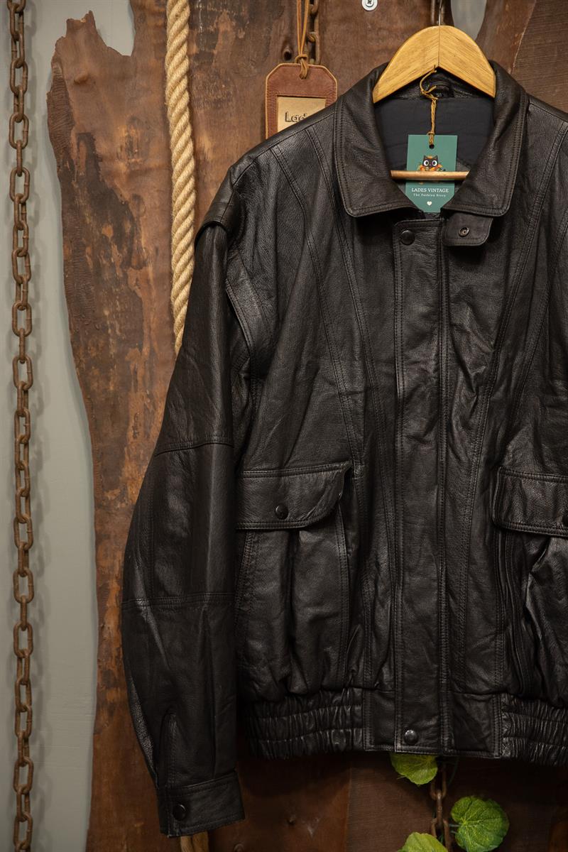 80s/90s Classic Black Deri Ceket