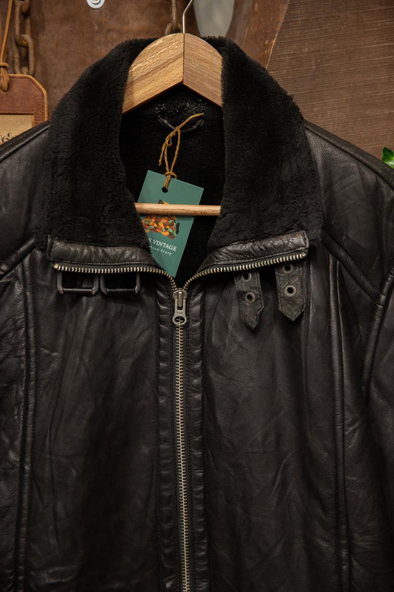 80s/90s Classic Black Kürk Deri Ceket
