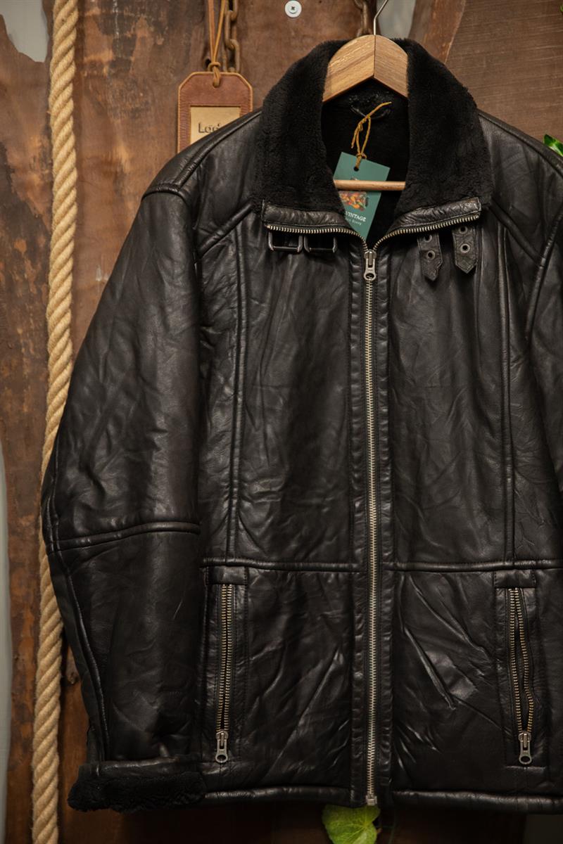 80s/90s Classic Black Kürk Deri Ceket