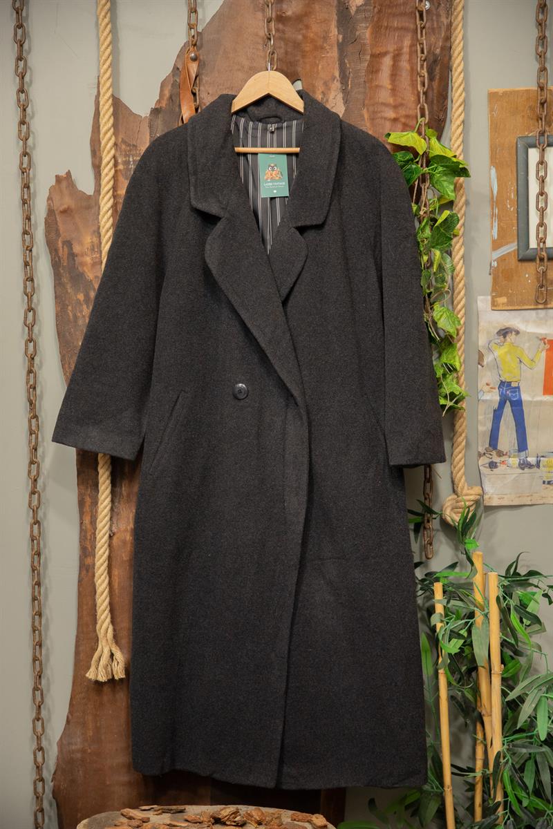 80s/90s Classic Grey Wool Kaşe Kaban